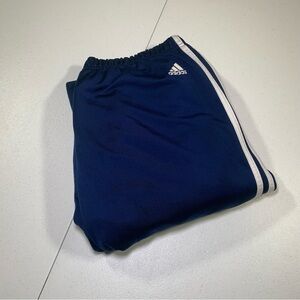 Vintage Adidas Y2K Baggy Wide Leg Navy Blue Striped Track Sweatpants Mens Large